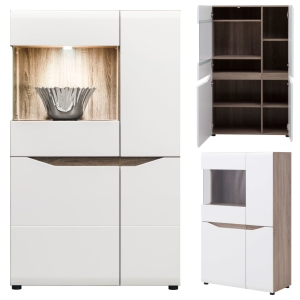 Witryna szklana biała połysk Kredens LIONEL LI5