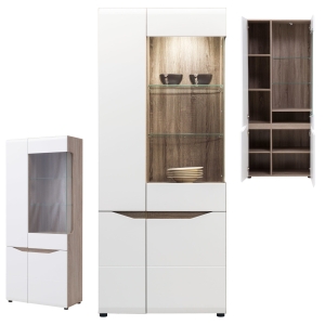 Witryna szklana biała połysk Kredens LIONEL LI7