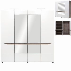 Szafa z lustrem duża biała dąb sonoma LIONEL LI10