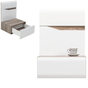 Szafka nocna wisząca LEWA biała dąb LIONEL LI14