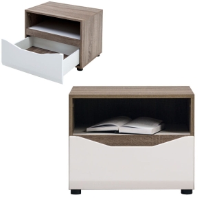 Szafka nocna biała połysk dąb sonoma LIONEL LI13