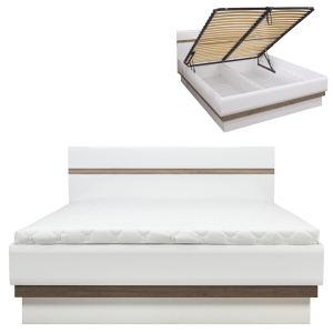 Łóżko z pojemnikiem 160x200 białe dąb LIONEL LI12