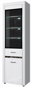Witryna Szklana Komoda Salon Biała Whiteblack 1D1W