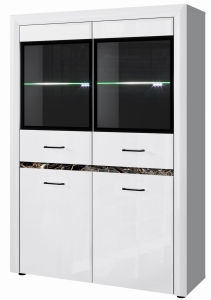 Witryna Szklana Komoda Duża Biała Whiteblack 2D2W