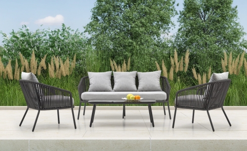 ROCCA zestaw ogrodowy ( sofa + fotel 2x + ława ), ciemny popiel / jasny popiel_0