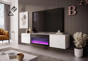 LIVO RTV 180 wisząca z kominkiem biały