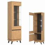 Witryna LEWA Barek Gablota szklana do salonu dąb kamienny czarny ATE AT05