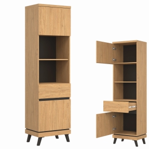 Regał L/P wąski Słupek Szafka na książki dąb kamienny czarny ATE AT07