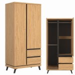 Szafa mała na ubrania z szufladami do sypialni dąb kamienny czarny ATE AT11