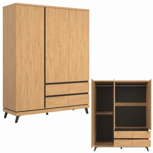 Szafa duża na ubrania z szufladami do sypialni dąb kamienny czarny ATE AT13