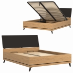 Łóżko z pojemnikiem 160x200 dwuosobowe dąb kamienny czarny ATE AT15