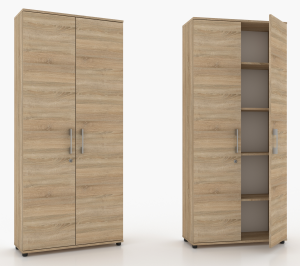 Regał biurowy Szafa zamykana na klucz RODO M 2D dąb sonoma 80 x 32 cm