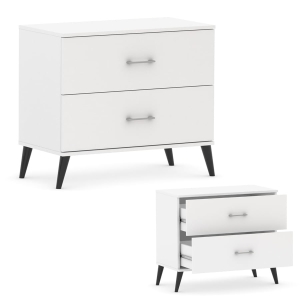 Komoda z szufladami niska na nóżkach RELIC 2N biała 80 cm