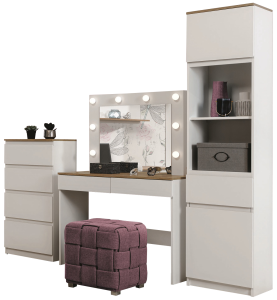 Meblościanka z toaletką komodą Zestaw mebli do sypialni salonu Biała REMI I