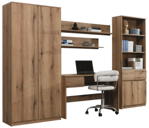 Meblościanka z biurkiem Zestaw mebli do sypialni salonu dąb Evoke REMI III