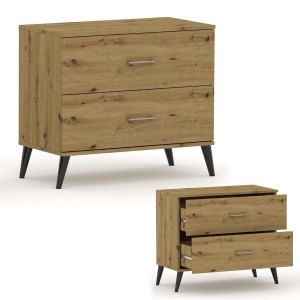 Komoda z szufladami niska na nóżkach RELIC 2N dąb artisan 70 cm