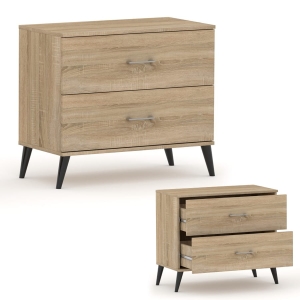 Komoda z szufladami niska na nóżkach RELIC 2N dąb sonoma 60 cm