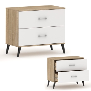 Komoda z szufladami niska na nóżkach RELIC 2N dąb sonoma / biała 50 cm