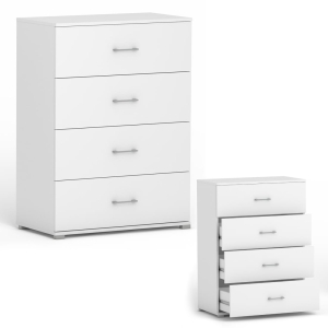 Komoda z szufladami wysoka nowoczesna RELIC 4S biała 80 cm