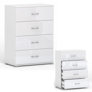 Komoda z szufladami wysoka nowoczesna RELIC 4S biała / połysk 60 cm