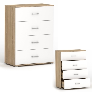 Komoda z szufladami wysoka nowoczesna RELIC 4S dąb sonoma / biała 50 cm