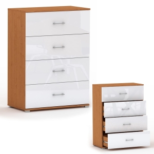 Komoda z szufladami wysoka nowoczesna RELIC 4S olcha / biała połysk 70 cm