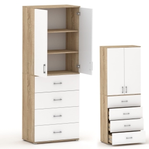 Regał Szafa biurowa z szufladami 215 RELIC 4S2D dąb sonoma / biały 80 cm