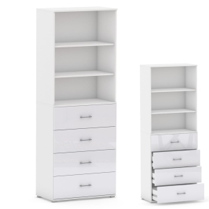 Regał biurowy z szufladami 215 RELIC 4S3P biały połysk 40 cm