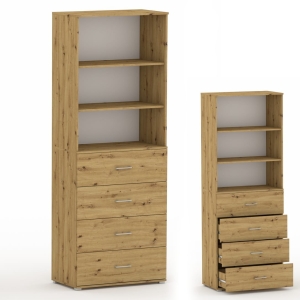 Regał biurowy z szufladami 215 RELIC 4S3P dąb artisan 60 cm