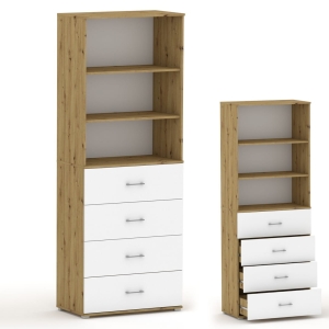 Regał biurowy z szufladami 215 RELIC 4S3P dąb artisan / biały 50 cm