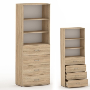 Regał biurowy z szufladami 215 RELIC 4S3P dąb sonoma 60 cm