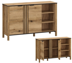 Komoda z Półkami do Sypialni Dąb Evok Helix 2D/140