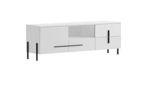 JUSTINE szafa RTV (F01) biały/ biały połysk ( MDF )_0