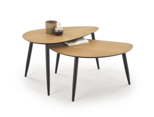 GENEVA zestaw 2 ław blat - dąb złoty, nogi - czarne