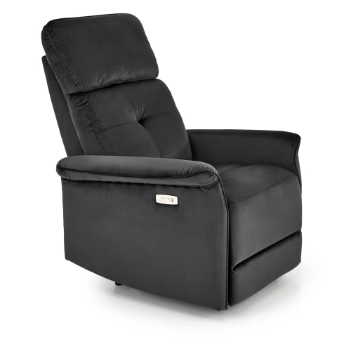 SEMIR fotel z funkcja elektrycznego rozkładania / gniazdo USB, czarny (2p=1szt)_0