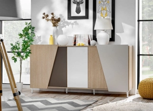 VISTE komoda 5D jodaełka scandi/trufla/toupe/bialy HG