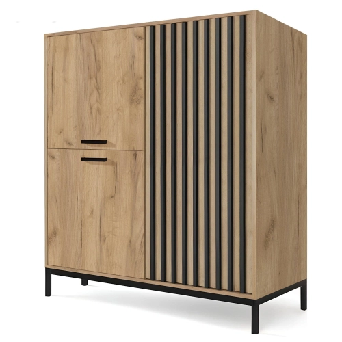 LAMINO KM-2 komoda dąb craft/czarny, nogi: czarny_0
