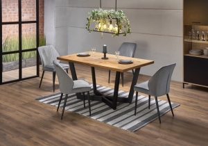 MASSIVE stół rozkładany 160-250x90x77 cm jasny dąb/czarny