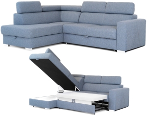 Narożnik L/P rozkładany z funkcją spania nowoczesny plamoodporny MEXICO II