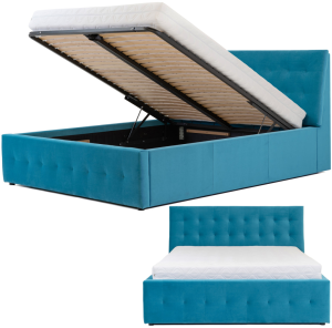 Łóżko tapicerowane sypialniane podwójne z pojemnikiem VINCI 140x200 cm