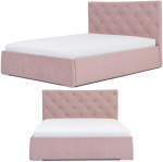 Łóżko tapicerowane sypialniane podwójne eleganckie pikowane KAJA 140x200 cm