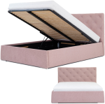 Łóżko tapicerowane sypialniane podwójne z pojemnikiem KAJA 180x200 cm