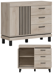 Komoda z 3 szufladami Szafka do salonu i sypialni Dąb Lamele Loft MATI MI03