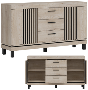 Komoda z 3 szufladami Szafka do salonu i sypialni Dąb Lamele Loft MATI MI04