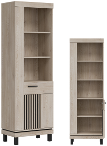 Regał L/P wysoki Szafka z półkami otwartymi Dąb Lamele Loft MATI MI08