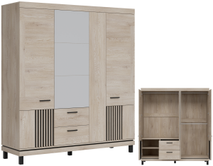 Szafa pokojowa z lustrem Garderoba do sypialni Dąb Lamele Loft MATI MI16