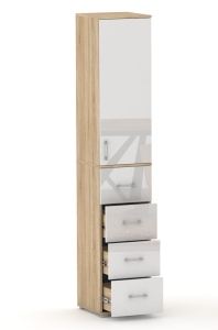 Regał Szafa biurowa z szufladami RELIC 4S1D dąb sonoma / biały połysk 40 cm