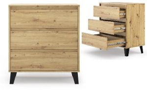 Komoda z Szufladami Bez Uchwytów Mała Dąb Artisan Borg 3S/70