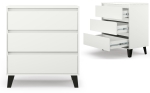 Komoda z Trzema Szufladami Minimalistyczna Biała Borg 3S/70