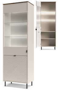 Witryna Przeszklona Wysoka LED Kaszmir Dąb Castello Evo 1D1W